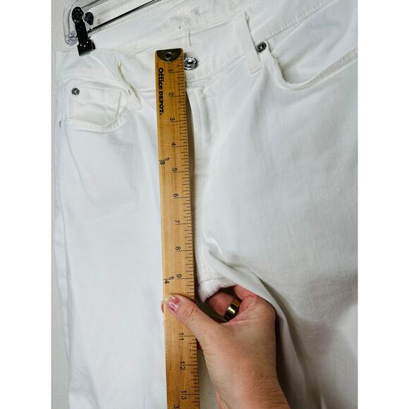 7 For All Mankind White Distressed Raw Hem Gwenevere Jeans 30 - Picture 15 of 16